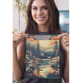 Carpeta De Pinza Casa de montaña Escandinavia Retro Art