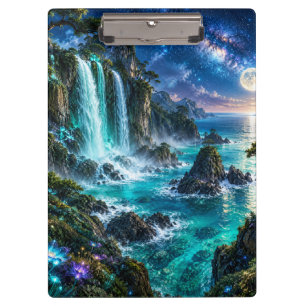 Carpeta De Pinza Cascada de Fantasía Mágica en la Costa del Océano 