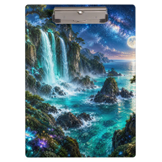 Carpeta De Pinza Cascada de Fantasía Mágica en la Costa del Océano