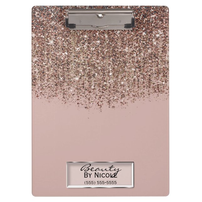 Carpeta De Pinza Cascada del Purpurina Taupe Rubor Rosa Gold Bronze (Anverso)
