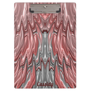 Carpeta De Pinza CASSIDY ~ PASTEL 3D! Rosa, Plata, GLOSSIA Blanca