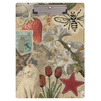 Carpeta De Pinza Cat Floral Collage Pattern – Cute Artistic Design