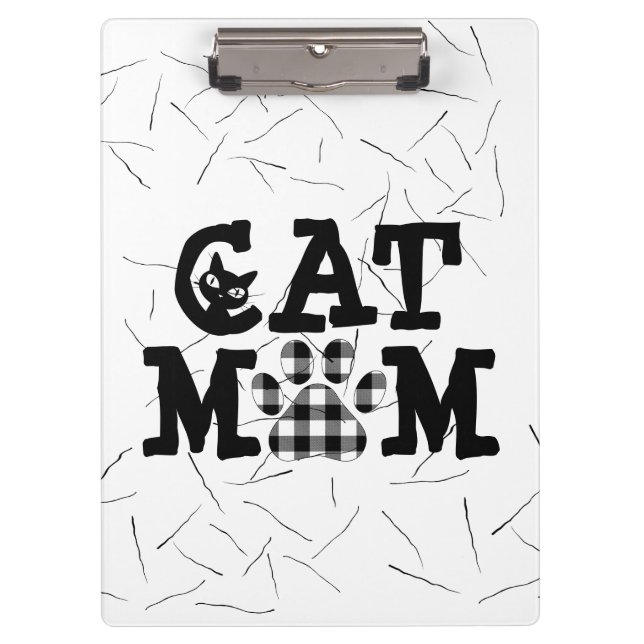 Carpeta De Pinza Cat Mom Pawprint con hemisferias de gato (Anverso)
