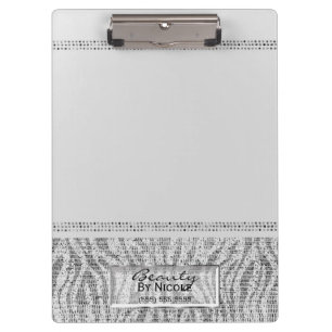 Carpeta De Pinza Cebra Blanca Brillo Granito Glam Personalizado