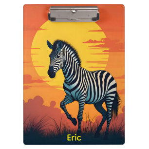 Carpeta De Pinza Cebra con sol amarillo y cielo naranja