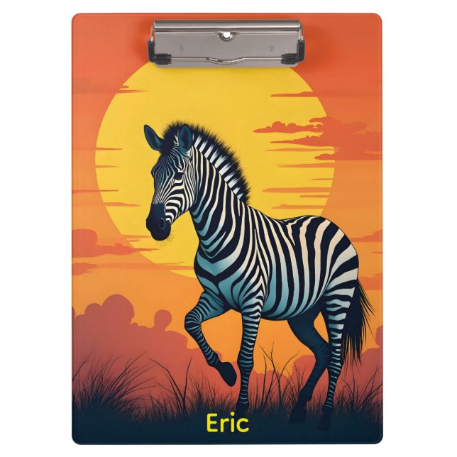 Carpeta De Pinza Cebra con sol amarillo y cielo naranja (Anverso)