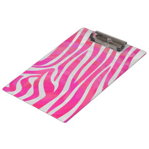 Carpeta De Pinza Cebra Estampado Rosa Fucsia y Blanco