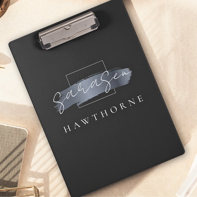 Carpeta De Pinza Cepillo de moda Stroke Black Faux Silver Gray Mono (Subido por el creador)