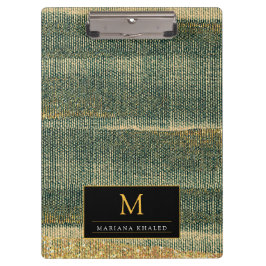 Carpeta De Pinza Cepillo verde elegante con oro y negro