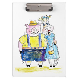 Carpeta De Pinza Cerdo caprichoso y blanco