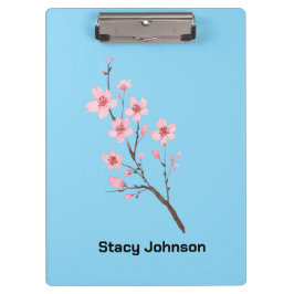 Carpeta De Pinza Cerezo Flor de Ciruelo Azul Celeste Personalizado 