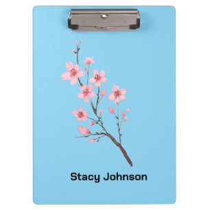 Carpeta De Pinza Cerezo Flor de Ciruelo Azul Celeste Personalizado