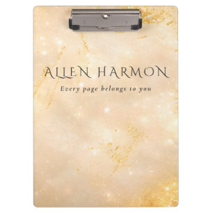 Carpeta De Pinza Champagne de Lujo Dorado con Nombre Personalizado