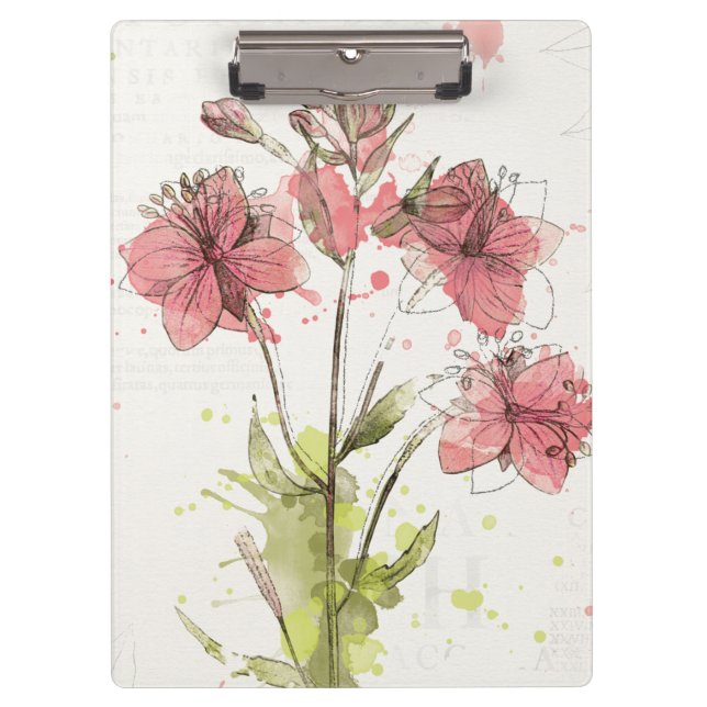 Carpeta De Pinza Chapoteo rosado oscuro floral (Anverso)