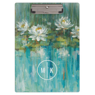 Carpeta De Pinza Charca del lirio de agua del monograma el  