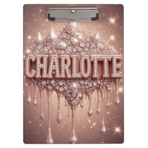 Carpeta De Pinza 🌸Charlotte Rose Gold Glitter Notas con Nombre🌸