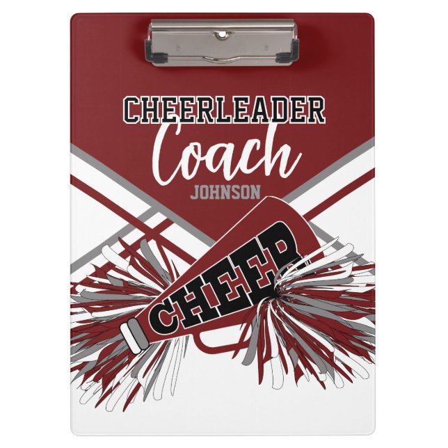 Carpeta De Pinza Cheerleader Coach - Maroon Red, Gary & White (Anverso)