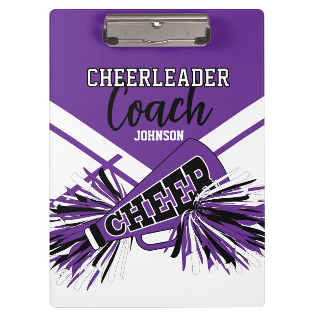 Carpeta De Pinza Cheerleader Coach - Purple, Black & White (Anverso)