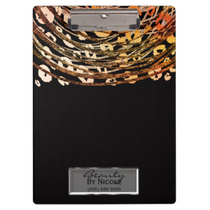 Carpeta De Pinza Cheetah Leopardo Glam Personalizado Naranja Bronce