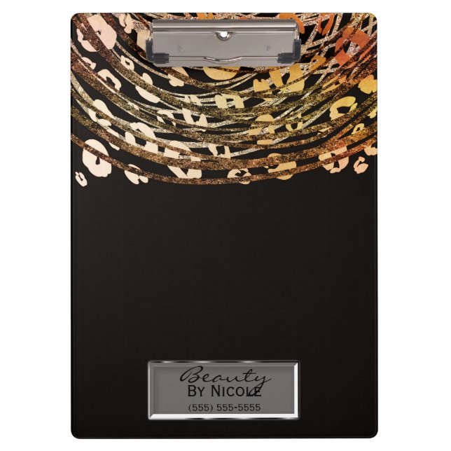 Carpeta De Pinza Cheetah Leopardo Glam Personalizado Naranja Bronce (Anverso)