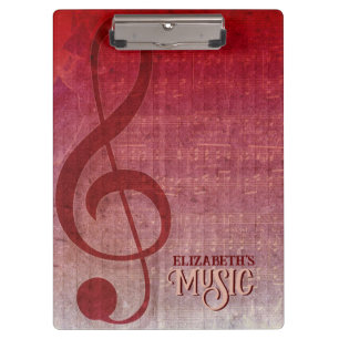 Carpeta De Pinza Cherry Red Clef Music Sheet personalizada