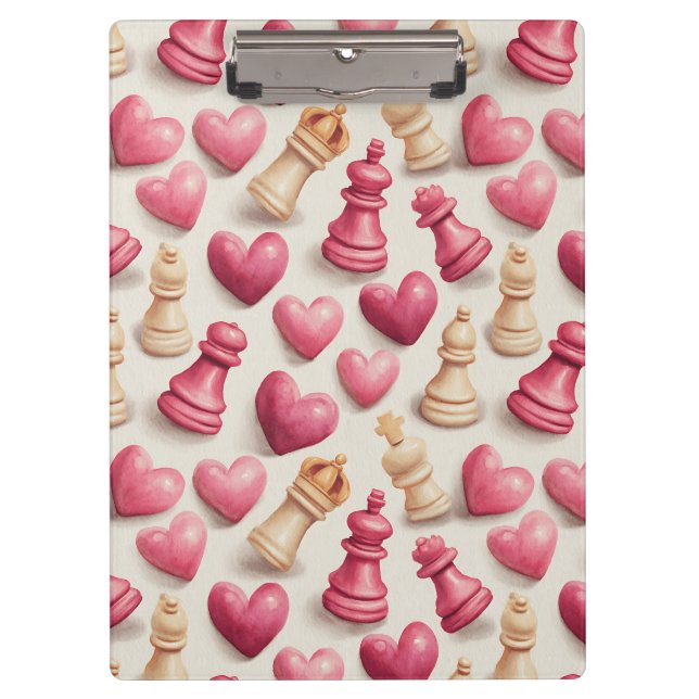 Carpeta De Pinza Chess & Hearts Valentines Pattern (Anverso)
