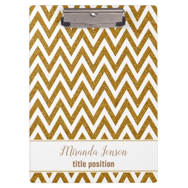 Carpeta De Pinza Chevron dorado con brotes blancos (Anverso)