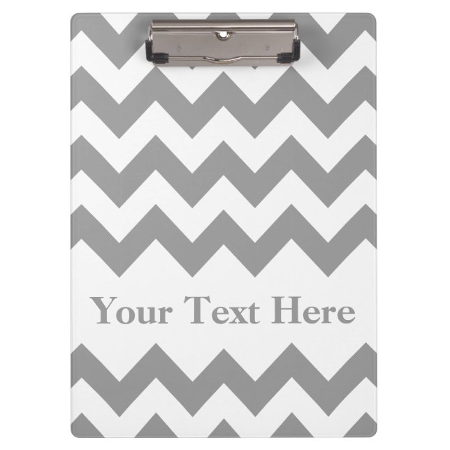 Carpeta De Pinza Chevron negrita gris con texto de personalizable (Anverso)