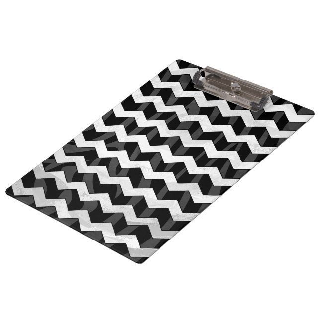 Carpeta De Pinza Chevron negro cebra y gris (Angular)