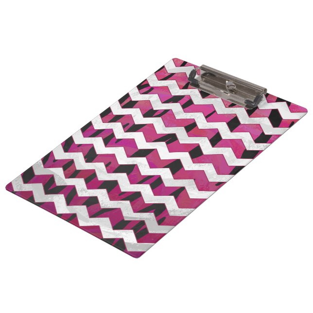 Carpeta De Pinza Chevron Tiger Hot Pink and Black Print (Angular)