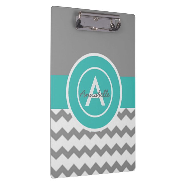 Carpeta De Pinza Chevron Verde azulado gris (Derecha)