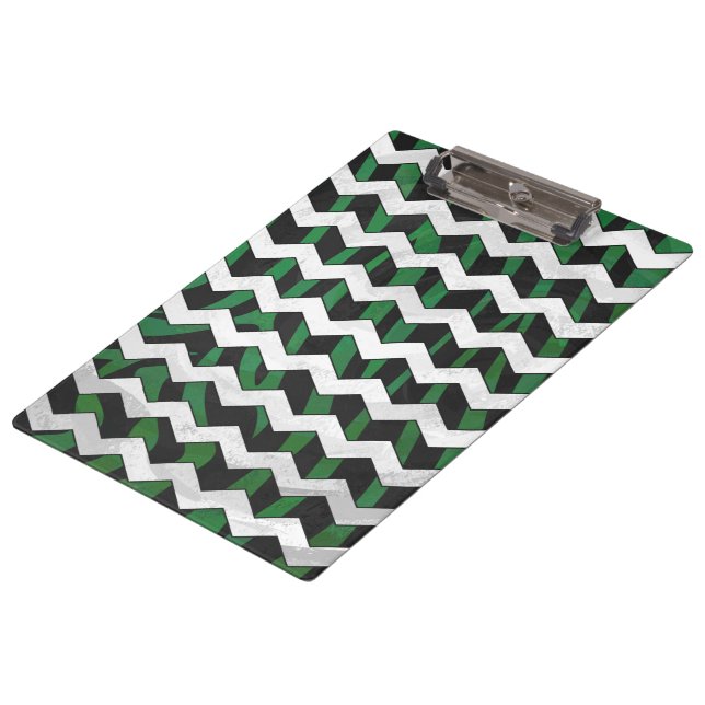 Carpeta De Pinza Chevron Zebra Black and Green Print (Angular)