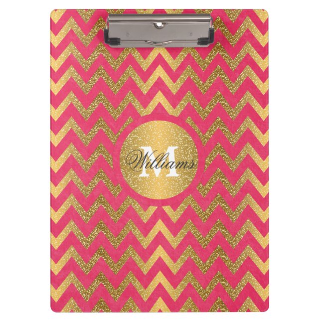 Carpeta De Pinza Chevron zigzag purpurina de oro de moda (Anverso)