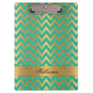 Carpeta De Pinza Chevron zigzag purpurina de oro de moda