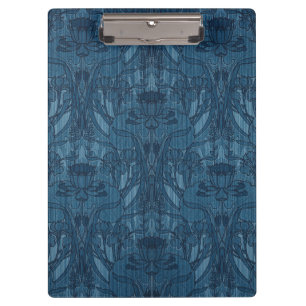 Carpeta De Pinza Chic Azul Arte Nuevo Patrón Botánico Iris