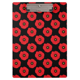 Carpeta De Pinza Chic Rústico Amapolas Florales Rojas y Negras