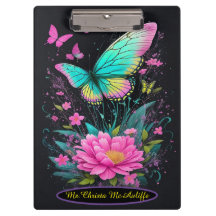 chica acuarela rosa turquesa floral Butterflies