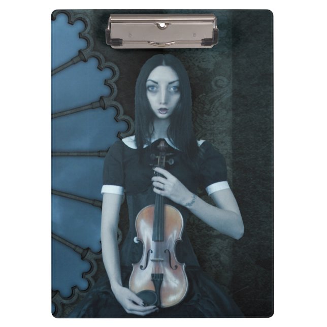 Carpeta De Pinza Chica gótico victoriano sostiene violín oscuro fan (Anverso)