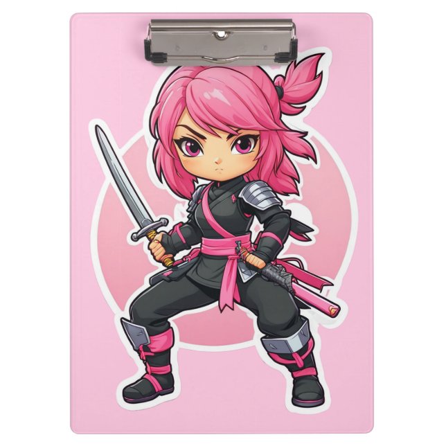 Carpeta De Pinza Chica Ninja Rosa (Anverso)