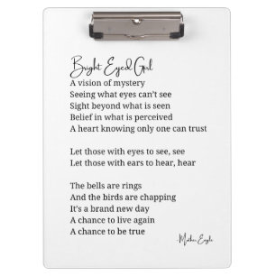 Carpeta De Pinza Chica Ojo Brillante Poema Inspirador Arte Pared