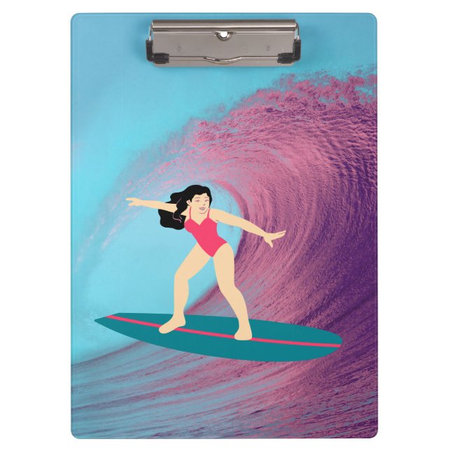 Carpeta De Pinza Chica surfeando al atardecer. (Anverso)