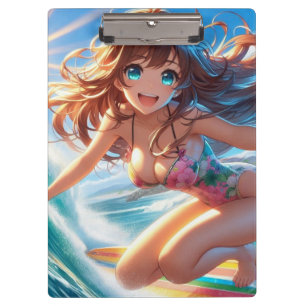 Carpeta De Pinza Chica surfista de anime costero/naútico/tropical