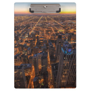 Carpeta De Pinza Chicago céntrica en la puesta del sol