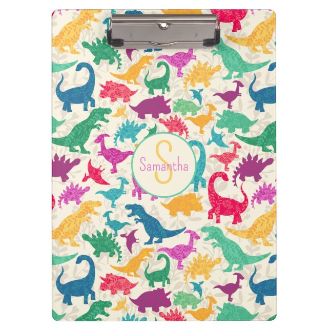 Carpeta De Pinza Chicas Girly Floral Dinosaur Silhouette (Anverso)