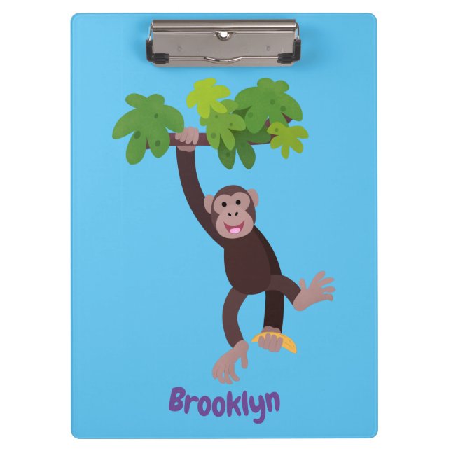 Carpeta De Pinza Chimpancé lindo en personalizado colgante de la ju (Anverso)