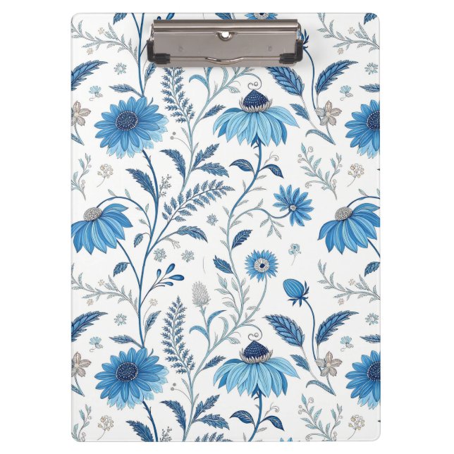 Carpeta De Pinza Chinoiserie Blue Echinacea Pattern (Anverso)