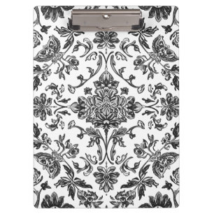 Carpeta De Pinza Chinoiserie Floral Negro y Blanco Acuarela