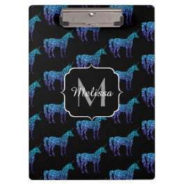 Carpeta De Pinza Chispas de unicornio patrón de ombre azul acuatico