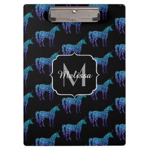 Carpeta De Pinza Chispas de unicornio patrón de ombre azul acuatico