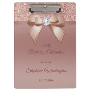 Carpeta De Pinza Chispas y Glamour, Cumpleaños en Rosa Dorado